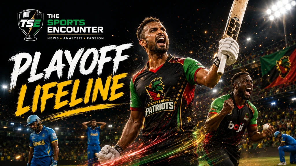 Dasun Shanaka celebrates his record-breaking 121 for St Kitts and Nevis Patriots against Saint Lucia Kings in CPL 2026 Match 25 as the Patriots strengthen their playoff hopes.