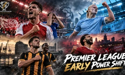 Premier League players in action as Arsenal beat Chelsea, Manchester City stay perfect, Hull City rise to third, and Liverpool earn their first win.