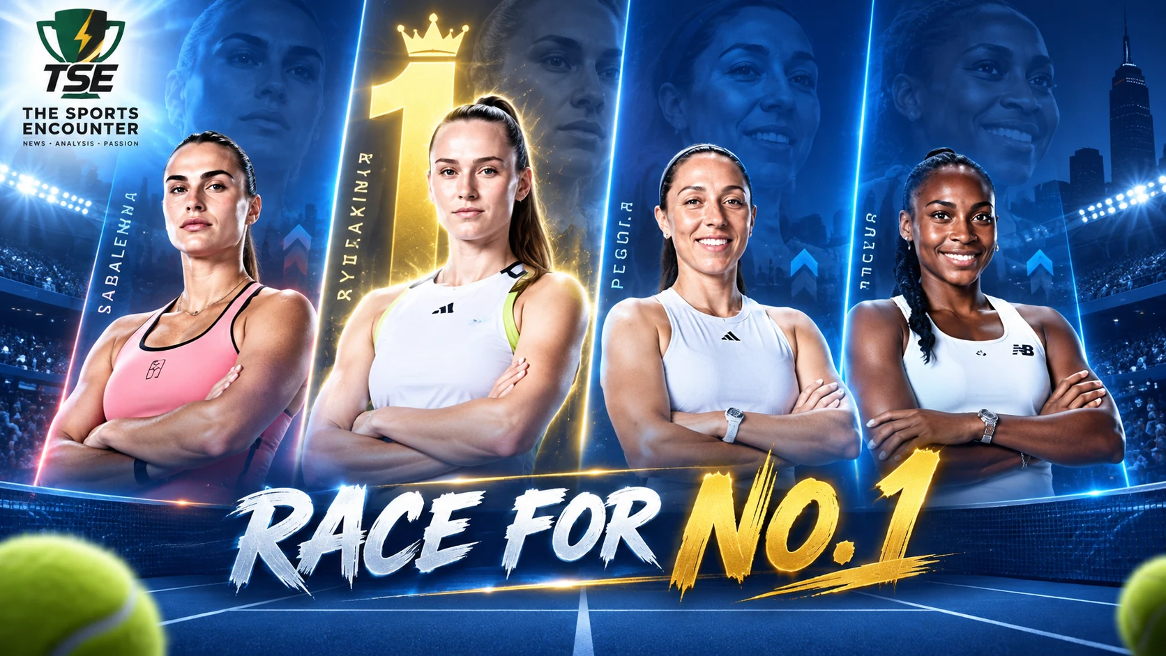 Aryna Sabalenka, Elena Rybakina, Jessica Pegula and Coco Gauff featured in the US Open 2026 battle for the WTA World No. 1 ranking.