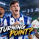 Luka Sučić celebrates Real Sociedad’s 90th-minute winner against Elche after the visitors held on for a dramatic 3-2 La Liga victory with 10 men.