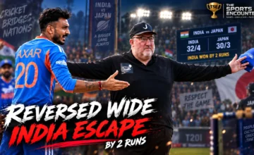 Shreyas Iyer and Axar Patel appeal during the disputed final-over wide as Japan push India to a two-run finish in Sano.
