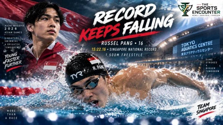 Singapore's 16-year-old Russel Pang races in the men's 1,500m freestyle at the Tokyo Aquatics Centre during the Aichi-Nagoya 2026 Asian Games.