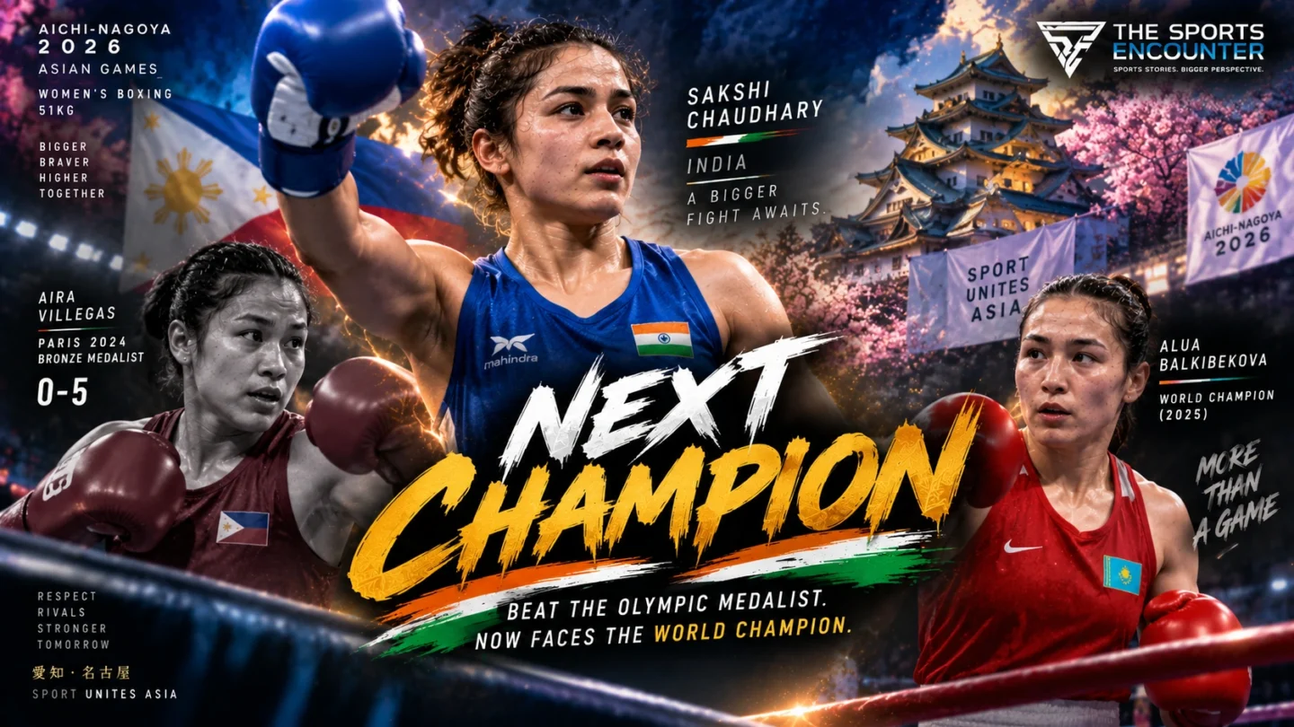 India's Sakshi Chaudhary competes against Paris Olympic bronze medalist Aira Villegas in the women's 51kg boxing event at the Aichi-Nagoya 2026 Asian Games.