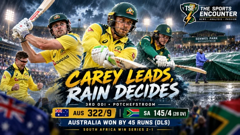 Alex Carey and Mitchell Marsh lead Australia's third ODI recovery against South Africa as rain ends the Potchefstroom chase and denies the Proteas a 3-0 series sweep.