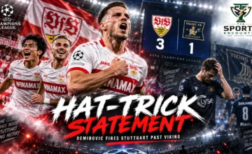 Ermedin Demirović celebrates his hat-trick as VfB Stuttgart beat Viking FK 3-1 in their 2026-27 UEFA Champions League opener.