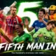 International cricketers representing The Hundred franchises in a cinematic 2027 squad-rule graphic highlighting the reported fifth overseas player allowance.