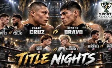 Isaac Cruz, Nestor Bravo, Takuma Inoue, Tenshin Nasukawa, Floyd Schofield and Lucas Bahdi featured in a cinematic graphic previewing major boxing fights from September to October 2026.