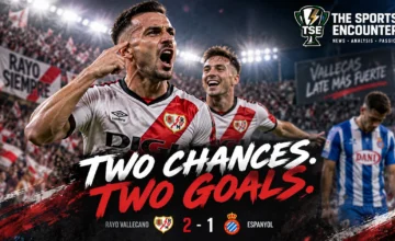 Adrià Pedrosa celebrates after scoring against former club Espanyol as Rayo Vallecano secure a 2-1 La Liga victory at Estadio de Butarque.