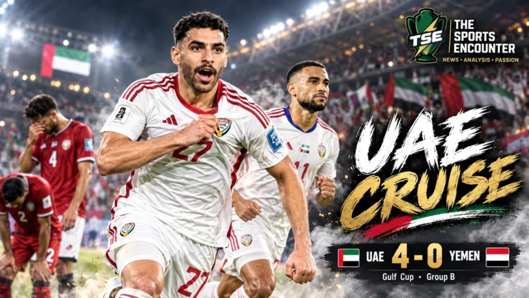Nicolás Giménez celebrates during the United Arab Emirates' 4-0 Gulf Cup 27 Group B victory over Yemen in Jeddah on September 24, 2026.
