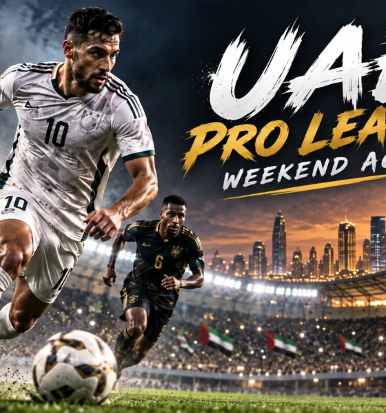 UAE Pro League players competing under stadium lights during a weekend of league action featuring key results, standout performances and changes in the standings.