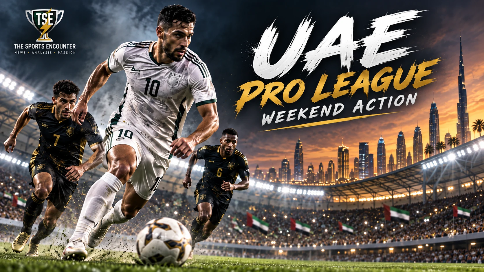 UAE Pro League players competing under stadium lights during a weekend of league action featuring key results, standout performances and changes in the standings.