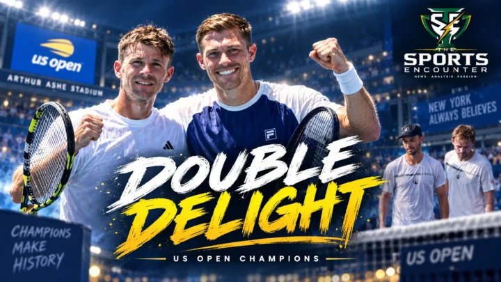 Christian Harrison and Neal Skupski celebrate their 2026 US Open men’s doubles title at Arthur Ashe Stadium after beating Kevin Krawietz and Tim Puetz in straight sets.