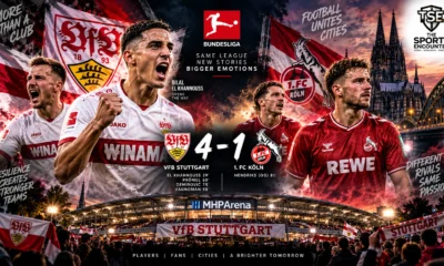Bilal El Khannouss and VfB Stuttgart celebrate a 4-1 Bundesliga victory over Köln at the MHPArena ahead of their UEFA Champions League return.