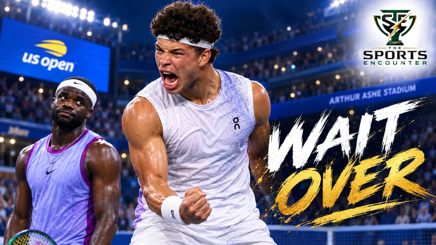 Ben Shelton celebrates after defeating Frances Tiafoe in the 2026 US Open semifinal at Arthur Ashe Stadium, reaching his first Grand Slam final and ending a 54-year wait for a Black American man in the US Open final.