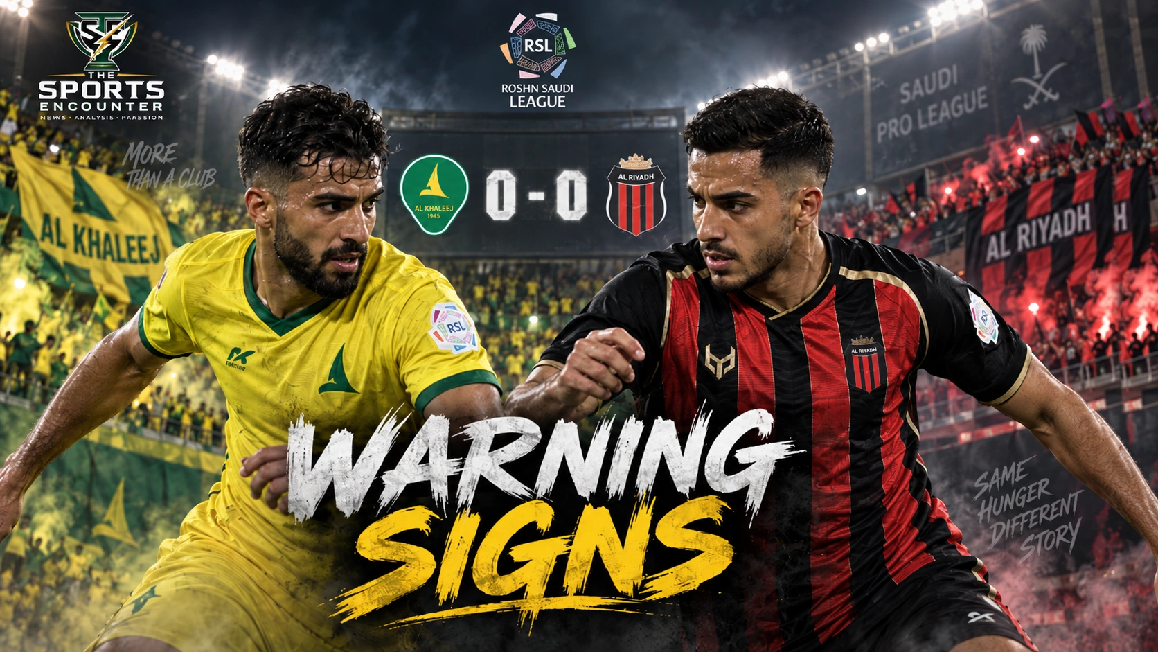 Al Khaleej and Al Riyadh players compete during their 0-0 Saudi Pro League Matchweek 6 draw as both teams search for attacking improvement.