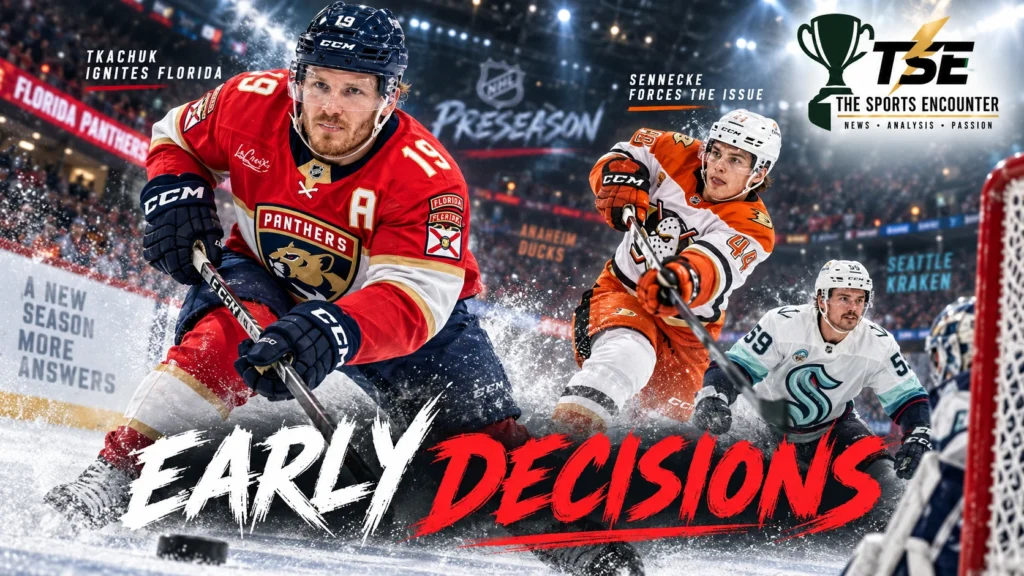 Brady Tkachuk attacks for Florida, Beckett Sennecke skates for Anaheim and young NHL players battle for roster roles during the 2026 preseason.