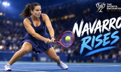 Emma Navarro celebrates after beating Anna Kalinskaya to reach the 2026 US Open quarterfinals, where she will face fellow American Jessica Pegula.