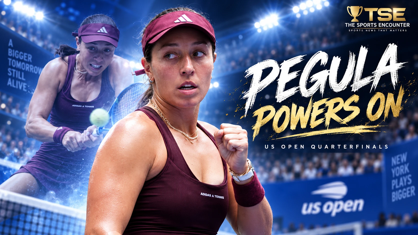 Jessica Pegula celebrates after beating Sorana Cirstea in straight sets to reach the 2026 US Open quarterfinals and stay alive in the race for World No. 1.