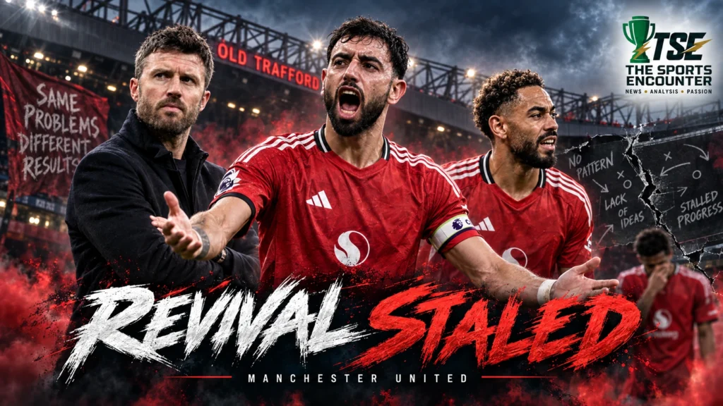 Michael Carrick watches Manchester United players during their difficult opening five matches of the 2026-27 Premier League season.