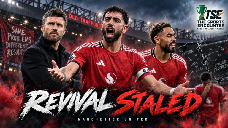 Michael Carrick watches Manchester United players during their difficult opening five matches of the 2026-27 Premier League season.