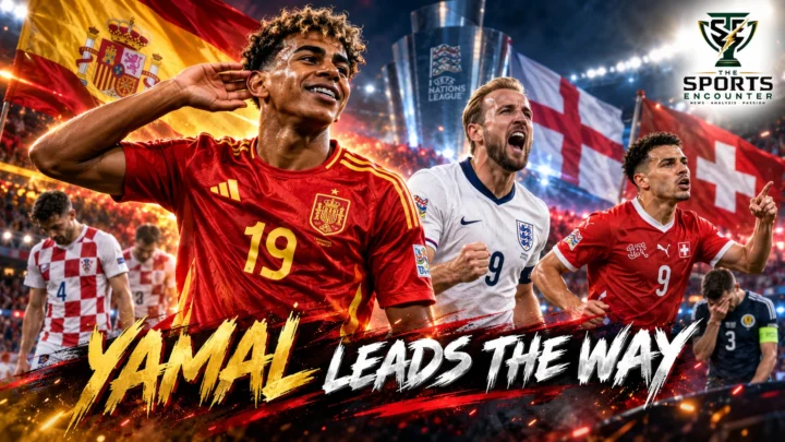 Lamine Yamal celebrates for Spain as England and Switzerland feature in The Sports Encounter's UEFA Nations League 2026-27 Matchday 2 report