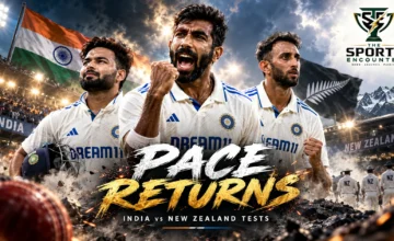 Jasprit Bumrah, Rishabh Pant and Prasidh Krishna featured in an India Test cricket graphic ahead of the November 2026 New Zealand series.