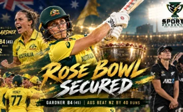 Australia all-rounder Ashleigh Gardner celebrates during the second women's T20I against New Zealand at North Sydney Oval on October 20, 2026, after scoring 84 runs and taking two wickets.