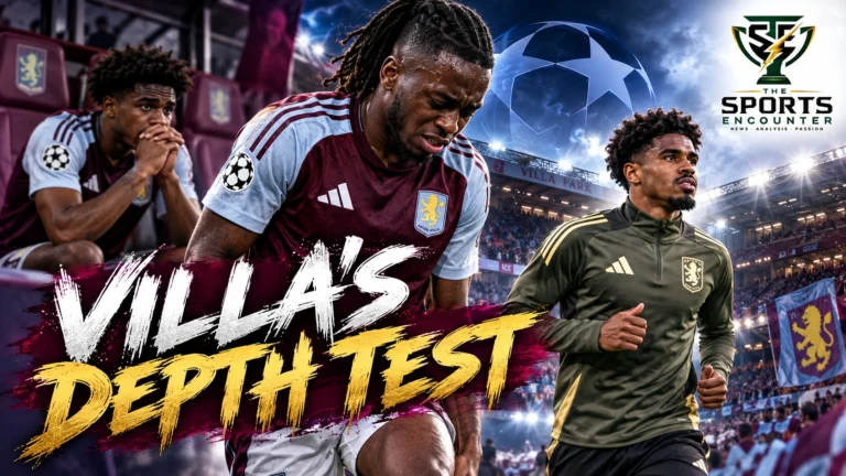 Aston Villa defenders Aaron Wan-Bissaka and Ian Maatsen alongside midfielder Johan Manzambi ahead of the Champions League match against Viking on October 21, 2026.