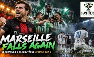 Cinematic Europa League Matchday 3 graphic featuring Bayer Leverkusen's Jonas Hofmann, Juventus and Rennes action, and Marseille's defeat to Sturm Graz on October 22, 2026.