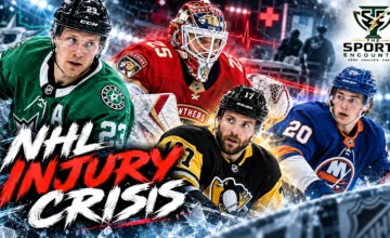 Dallas Stars defenseman Esa Lindell, Florida Panthers goaltender Jacob Markstrom, Pittsburgh Penguins forward Bryan Rust and New York Islanders players featured in a composite illustrating NHL injuries on October 20, 2026.