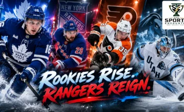 Gavin McKenna of the Toronto Maple Leafs, Matvei Michkov of the Philadelphia Flyers and New York Rangers players feature in a composite celebrating standout NHL performances on October 19, 2026.