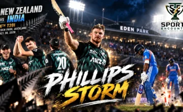 Glenn Phillips batting for New Zealand against India during the fourth T20I at Eden Park, Auckland, on October 30, 2026.