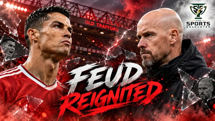 Erik ten Hag and Cristiano Ronaldo pictured during their time together at Manchester United in 2022, illustrating their renewed dispute over player preparation, managerial authority and the club's leadership.