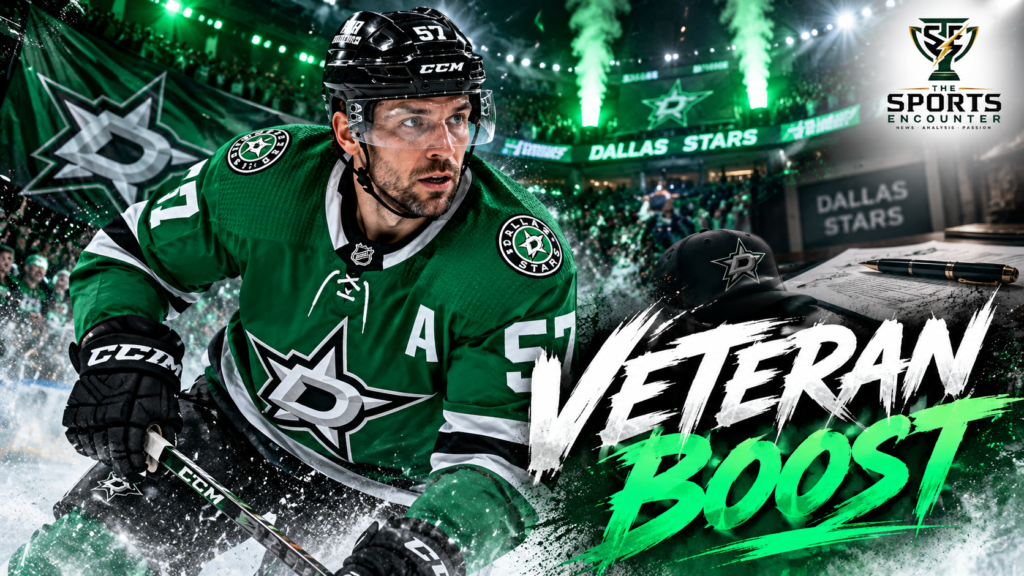 David Perron in an NHL hockey uniform, representing his arrival at the Dallas Stars on a one-year contract for the 2026-27 season.