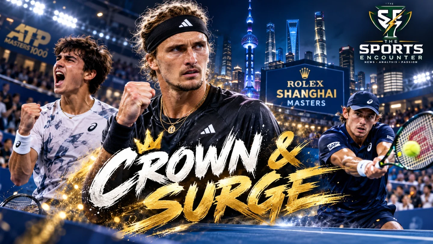 Alexander Zverev competing against Alexander Bublik and Arthur Gea celebrating his victory over Jakub Mensik at the 2026 Shanghai Masters.