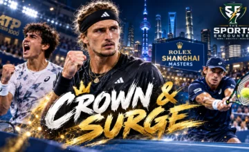 Alexander Zverev competing against Alexander Bublik and Arthur Gea celebrating his victory over Jakub Mensik at the 2026 Shanghai Masters.
