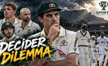 Australia captain Pat Cummins and teammates react during their innings-and-31-run defeat against South Africa in Gqeberha, ahead of the deciding third Test at Newlands, Cape Town, in October 2026.