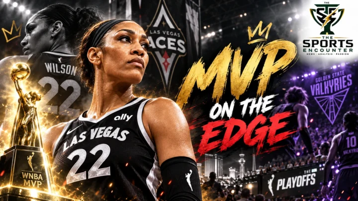 A’ja Wilson of the Las Vegas Aces, winner of a record fifth WNBA MVP award in 2026, ahead of the playoff elimination game against the Golden State Valkyries.