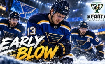 Alexey Toropchenko of the St. Louis Blues leaves the ice after an upper-body injury that will keep him out at least six weeks.