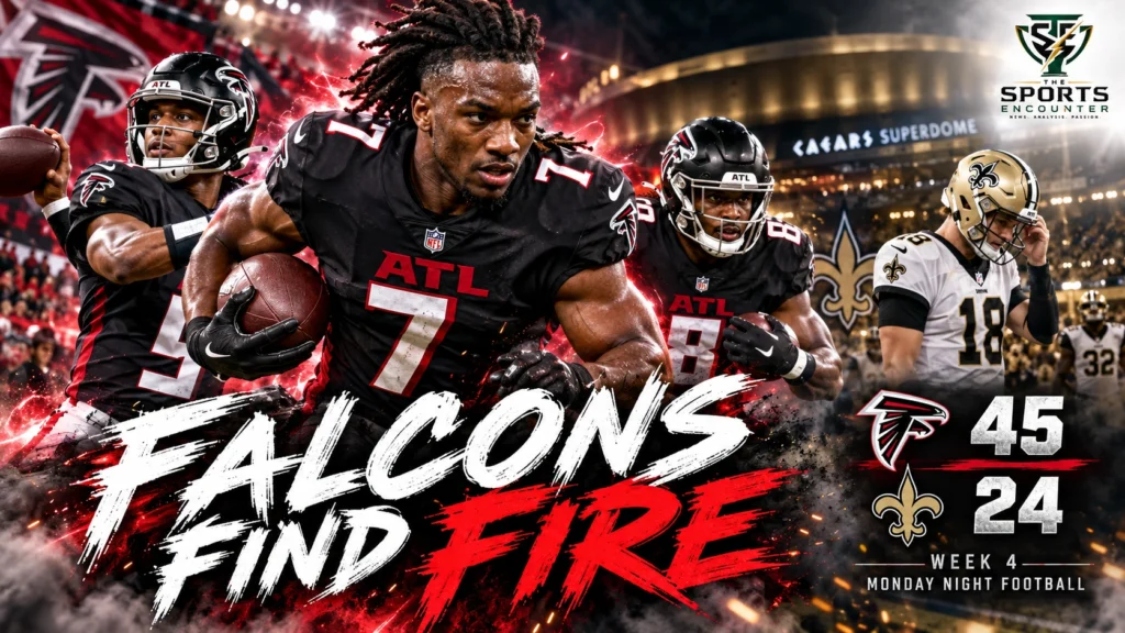 Bijan Robinson and Brian Robinson Jr. lead the Atlanta Falcons against the New Orleans Saints in their 45-24 NFL Week 4 victory.