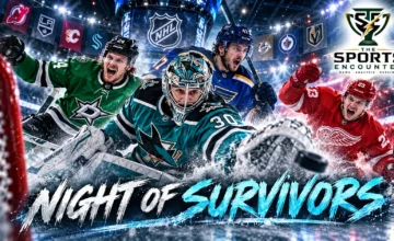 Proposed cinematic NHL illustration featuring Yaroslav Askarov, Roope Hintz, Justin Barron and Lucas Raymond in scenes representing eight October 22, 2026 results.