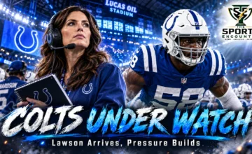 Colts owner Carlie Irsay-Gordon watches from the sideline as veteran defensive end Carl Lawson joins Indianapolis ahead of its Week 5 game against Pittsburgh.