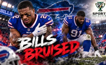 Buffalo Bills wide receiver DJ Moore and defensive lineman Ed Oliver after suffering shoulder and knee injuries against the New England Patriots in Week 4.