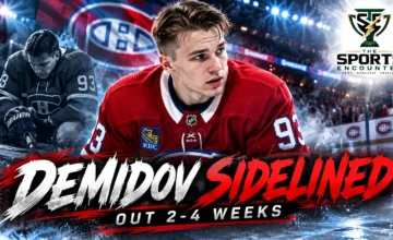 Ivan Demidov of the Montreal Canadiens featured in an injury update after being ruled out for two to four weeks with a lower-body injury.