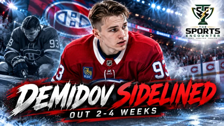 Ivan Demidov of the Montreal Canadiens featured in an injury update after being ruled out for two to four weeks with a lower-body injury.