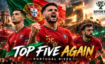 Goncalo Ramos and Portugal celebrate during their perfect Nations League run that lifted them to fifth in the FIFA men's world ranking.