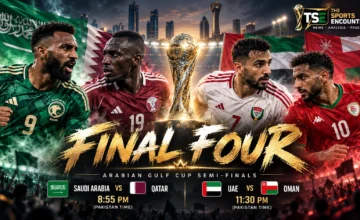 Saudi Arabia, Qatar, UAE and Oman players ahead of the October 3 Gulf Cup 27 semifinals in Jeddah