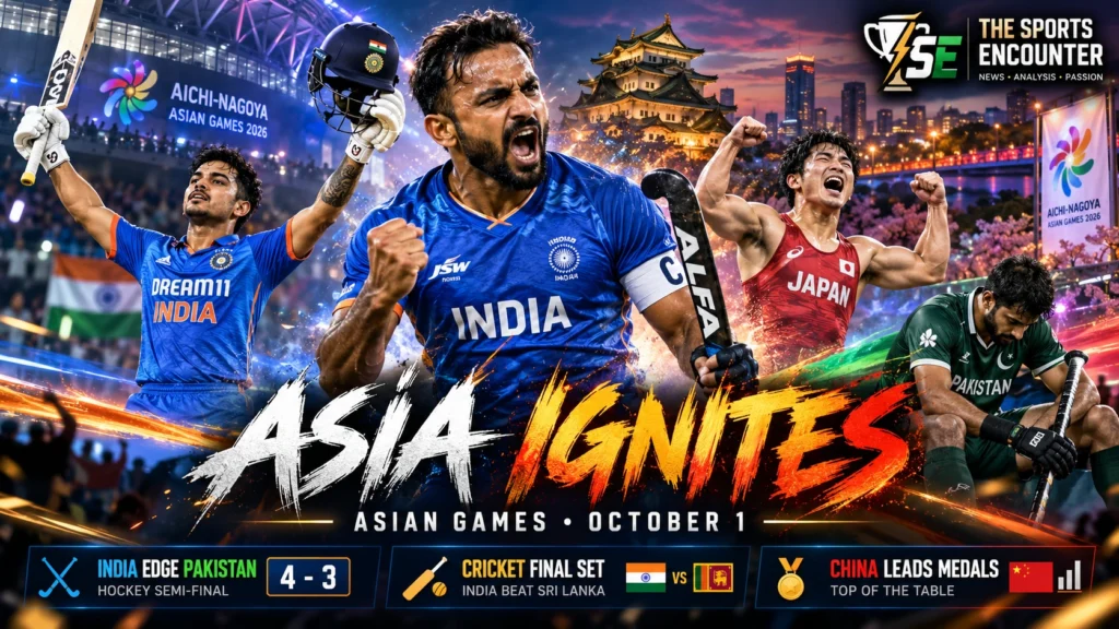 Asian Games 2026 October 1 action featuring India-Pakistan hockey, Japan wrestling champions and men’s cricket semifinalists in Aichi-Nagoya