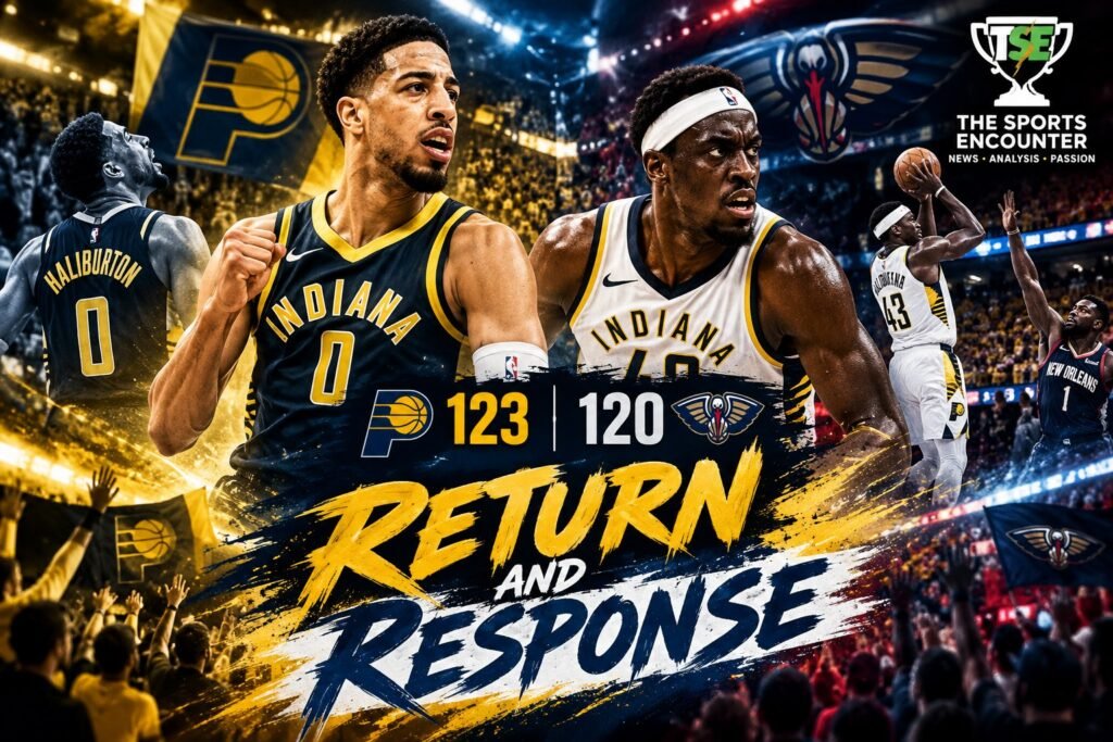 Indiana Pacers celebrate a 123-120 win over the New Orleans Pelicans as Tyrese Haliburton returns.