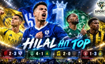 Cinematic Saudi Pro League Matchweek 11 graphic featuring Al-Hilal's Gabriel Martinelli, Al-Nassr's Cristiano Ronaldo and players representing Al-Ahli and Al-Ittihad following their October 23, 2026 victories.